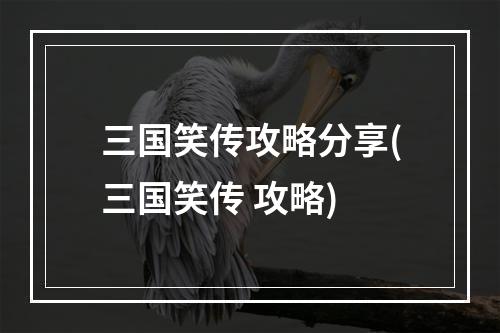 三国笑传攻略分享(三国笑传 攻略)