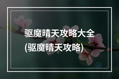 驱魔晴天攻略大全(驱魔晴天攻略)