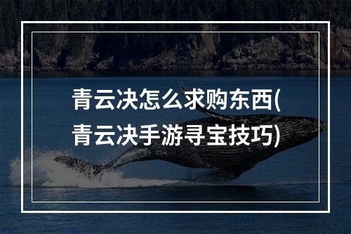 青云决怎么求购东西(青云决手游寻宝技巧)