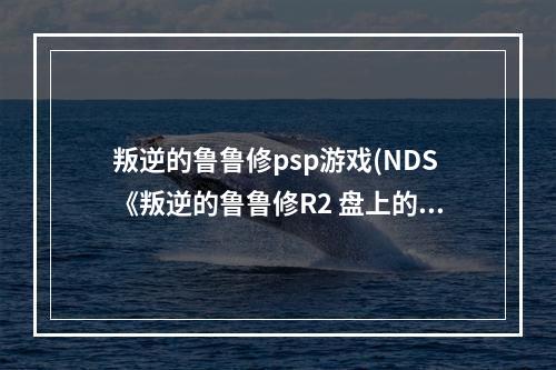 叛逆的鲁鲁修psp游戏(NDS《叛逆的鲁鲁修R2 盘上的契约剧场》上手指南)