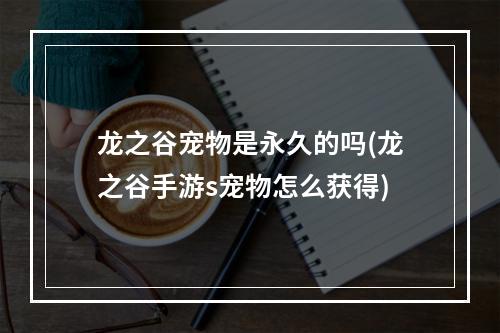 龙之谷宠物是永久的吗(龙之谷手游s宠物怎么获得)