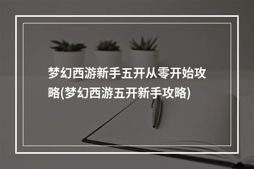 梦幻西游新手五开从零开始攻略(梦幻西游五开新手攻略)