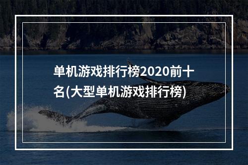 单机游戏排行榜2020前十名(大型单机游戏排行榜)