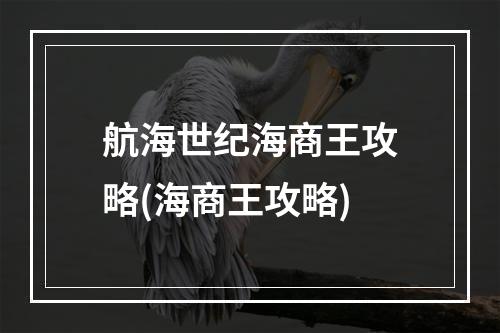 航海世纪海商王攻略(海商王攻略)