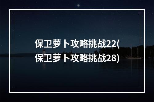 保卫萝卜攻略挑战22(保卫萝卜攻略挑战28)