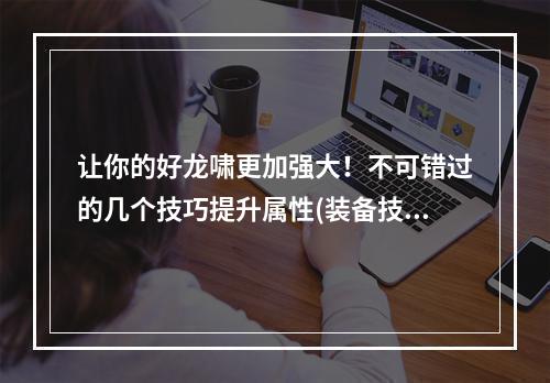 让你的好龙啸更加强大！不可错过的几个技巧提升属性(装备技能)、培养、进化(多属性)、培养灵兽(灵性)