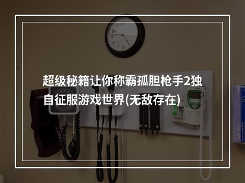 超级秘籍让你称霸孤胆枪手2独自征服游戏世界(无敌存在)