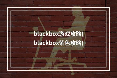 blackbox游戏攻略(blackbox紫色攻略)