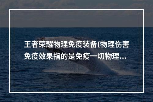 王者荣耀物理免疫装备(物理伤害免疫效果指的是免疫一切物理伤害吗王者荣耀夫子的)