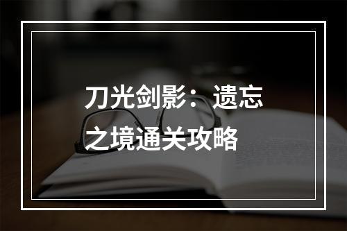 刀光剑影：遗忘之境通关攻略