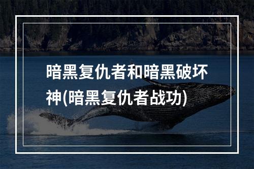 暗黑复仇者和暗黑破坏神(暗黑复仇者战功)