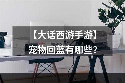 【大话西游手游】宠物回蓝有哪些？