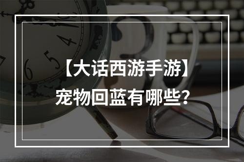 【大话西游手游】宠物回蓝有哪些？