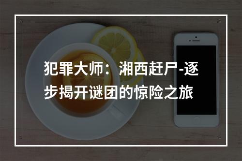 犯罪大师：湘西赶尸-逐步揭开谜团的惊险之旅