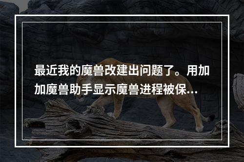 最近我的魔兽改建出问题了。用加加魔兽助手显示魔兽进程被保护。用零度魔兽助手现在无法打开魔兽进程。(加加魔兽助手)