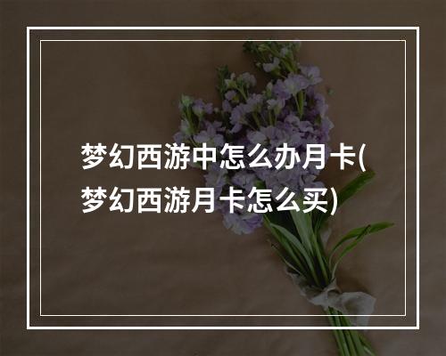 梦幻西游中怎么办月卡(梦幻西游月卡怎么买)