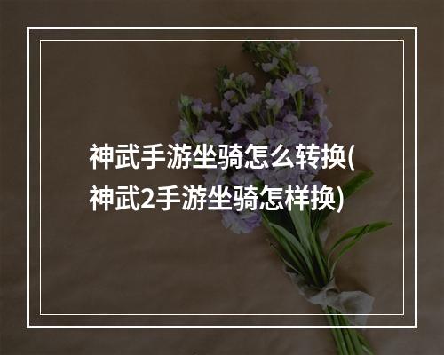 神武手游坐骑怎么转换(神武2手游坐骑怎样换)