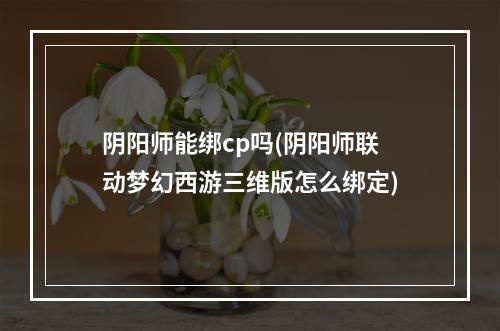 阴阳师能绑cp吗(阴阳师联动梦幻西游三维版怎么绑定)