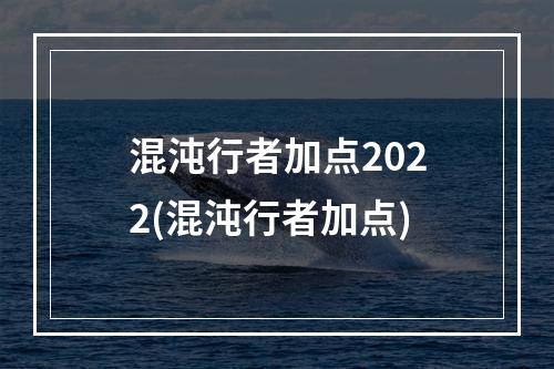 混沌行者加点2022(混沌行者加点)