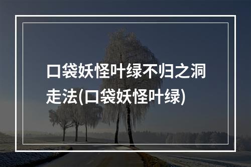 口袋妖怪叶绿不归之洞走法(口袋妖怪叶绿)