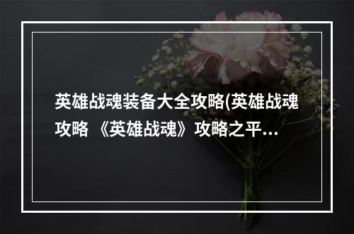 英雄战魂装备大全攻略(英雄战魂攻略 《英雄战魂》攻略之平民改如何玩)