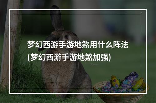 梦幻西游手游地煞用什么阵法(梦幻西游手游地煞加强)