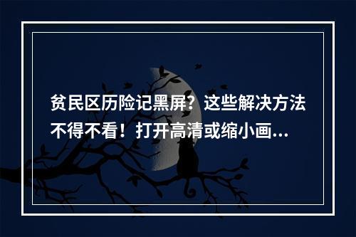 贫民区历险记黑屏？这些解决方法不得不看！打开高清或缩小画面(或)更新驱动