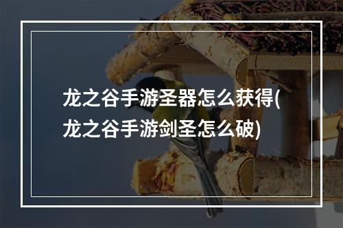 龙之谷手游圣器怎么获得(龙之谷手游剑圣怎么破)