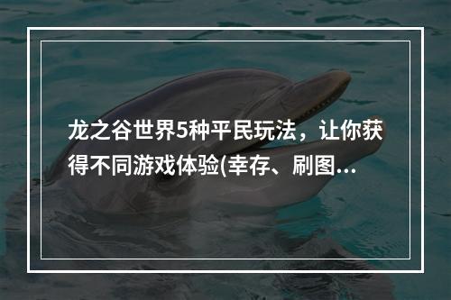 龙之谷世界5种平民玩法，让你获得不同游戏体验(幸存、刷图、掉落、住宅、社交)(从平民玩家角度看龙之谷世界的趣味性和乐趣(攻略指南))