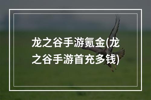 龙之谷手游氪金(龙之谷手游首充多钱)