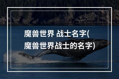 魔兽世界 战士名字(魔兽世界战士的名字)