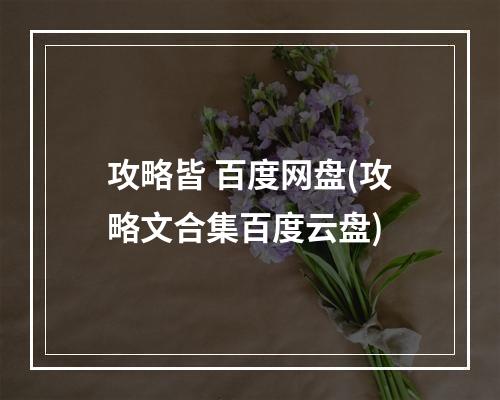 攻略皆 百度网盘(攻略文合集百度云盘)