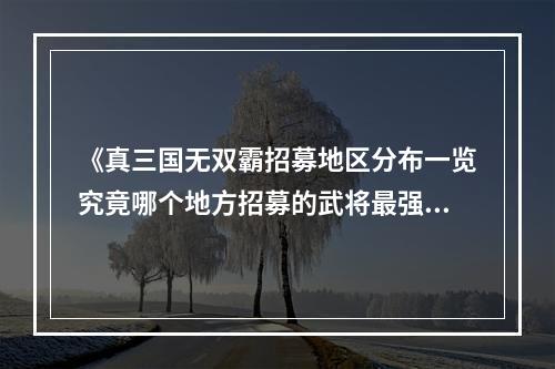 《真三国无双霸招募地区分布一览究竟哪个地方招募的武将最强？》(《霸招募，不同地区不同文化背景下的招募方式》)