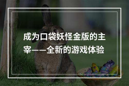 成为口袋妖怪金版的主宰——全新的游戏体验