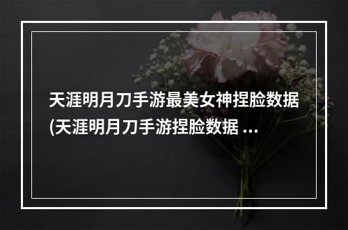 天涯明月刀手游最美女神捏脸数据(天涯明月刀手游捏脸数据 天刀美女捏脸数据)