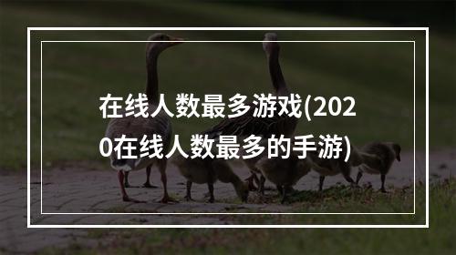 在线人数最多游戏(2020在线人数最多的手游)