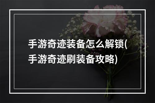 手游奇迹装备怎么解锁(手游奇迹刷装备攻略)