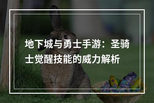 地下城与勇士手游：圣骑士觉醒技能的威力解析