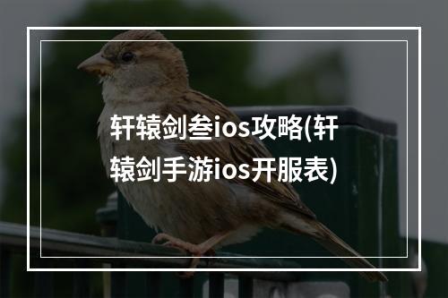 轩辕剑叁ios攻略(轩辕剑手游ios开服表)