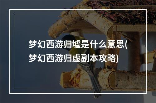 梦幻西游归墟是什么意思(梦幻西游归虚副本攻略)