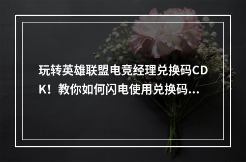 玩转英雄联盟电竞经理兑换码CDK！教你如何闪电使用兑换码CDK(快来领取英雄联盟电竞经理兑换码CDK！享受游戏优惠大礼)