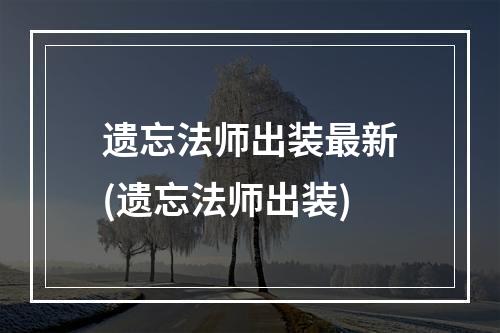 遗忘法师出装最新(遗忘法师出装)