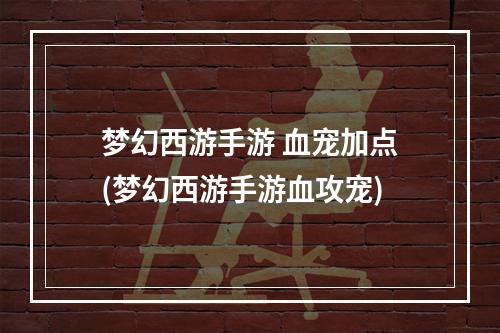 梦幻西游手游 血宠加点(梦幻西游手游血攻宠)