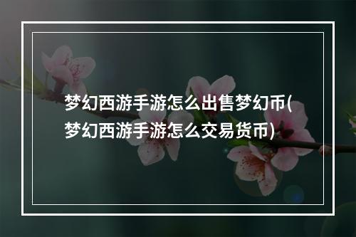 梦幻西游手游怎么出售梦幻币(梦幻西游手游怎么交易货币)