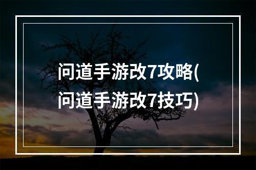 问道手游改7攻略(问道手游改7技巧)