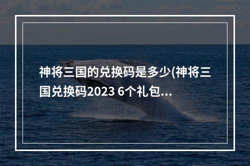 神将三国的兑换码是多少(神将三国兑换码2023 6个礼包码最新)