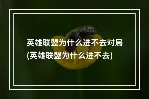 英雄联盟为什么进不去对局(英雄联盟为什么进不去)