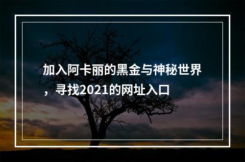 加入阿卡丽的黑金与神秘世界，寻找2021的网址入口