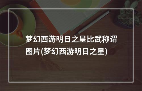 梦幻西游明日之星比武称谓图片(梦幻西游明日之星)