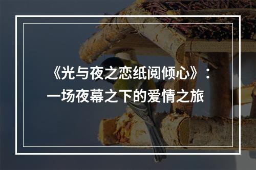 《光与夜之恋纸阅倾心》：一场夜幕之下的爱情之旅